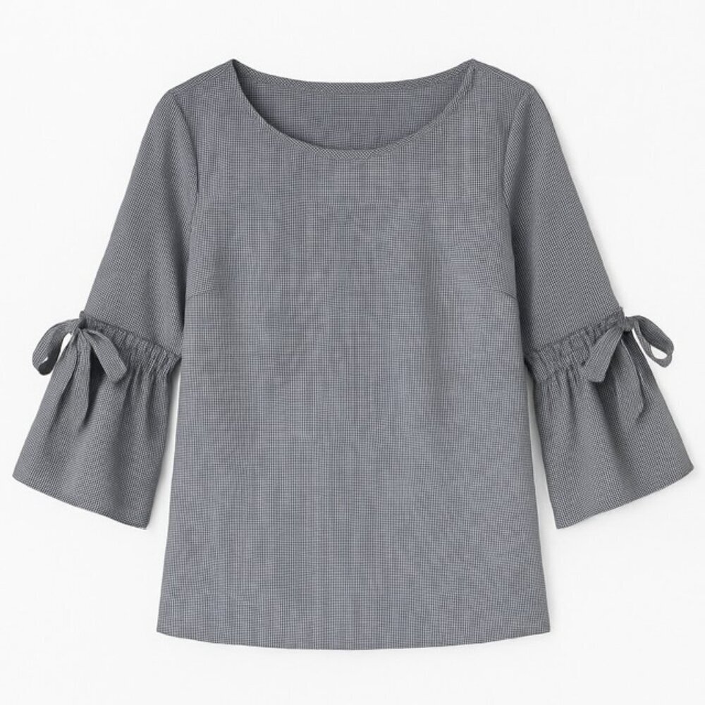 J. CREW FACTORY Plaid Gingham Bell Sleeve Top - Size XS